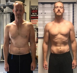 A client before and after their body transformation